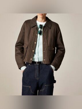 J.Crew.Women’s Cropped Barn Jacket in ripstop cotton.Brown.S.New without tags.